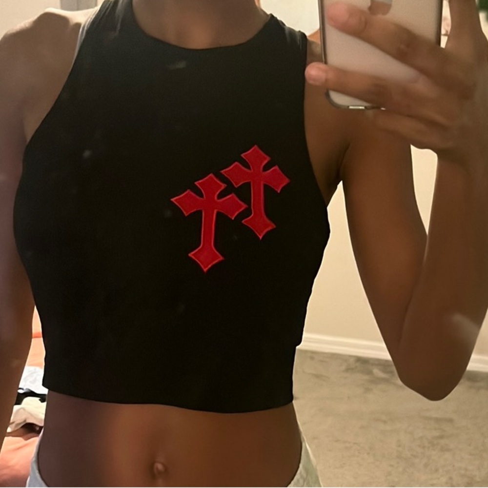 2 Crop Tops with Cross Design